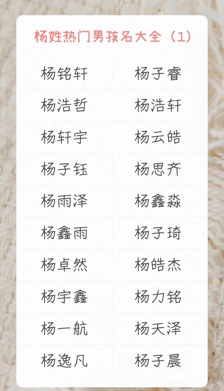 杨姓男孩取名2021牛年两字