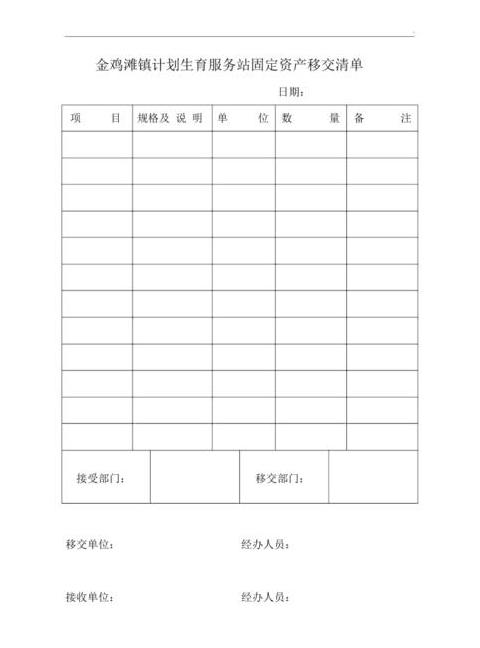 固定资产移交清单表